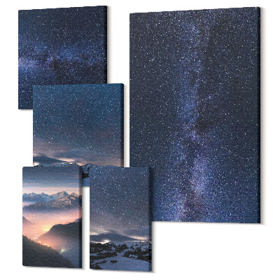 Tablouri canvas set 5 piese Peisaje cosmice ale cerului și stelelor nopții