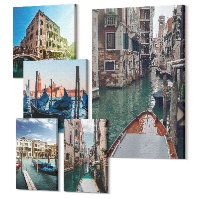 Tablou din 5 piese Canale venețiene și gondole fermecătoare în oraș