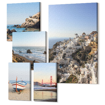 Set tablouri 5 piese Vederi la plaje pitorești și orașe fermecătoare