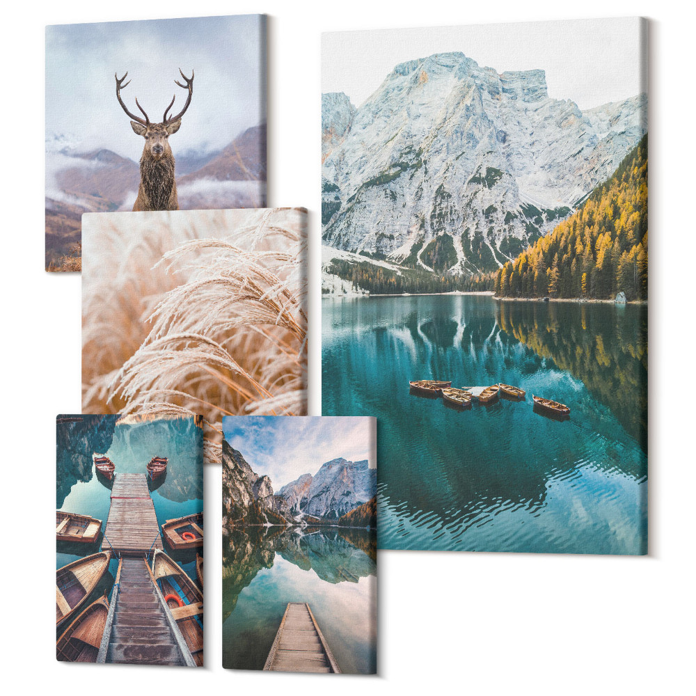 Tablouri canvas set 5 piese Peisaje montane și frumusețe naturală