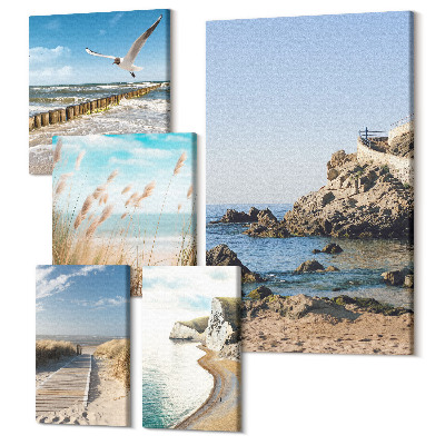 Tablou din 5 piese Peisaje de litoral cu plaje și ape calme