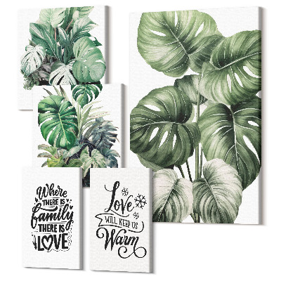 Tablou din 5 piese Motive vegetale cu citate boho inspiratoare