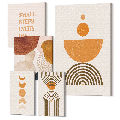 Tablou din 5 piese Grafică elegantă în tonuri pământii cu forme abstracte