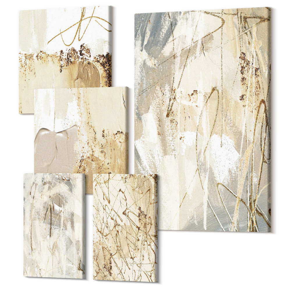 Tablou din 5 piese Compoziții abstracte într-un stil modern și minimalist