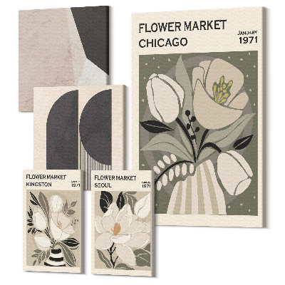 Tablou din 5 piese Compoziții elegante cu motive florale și geometrice