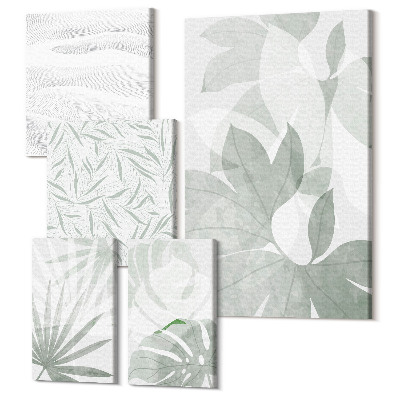 Tablou din 5 piese Motive vegetale în nuanțe delicate de verde
