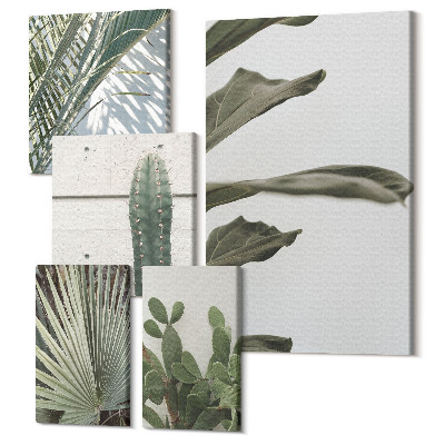 Set tablouri 5 piese Accente de plante într-un stil modern cu detalii verzi