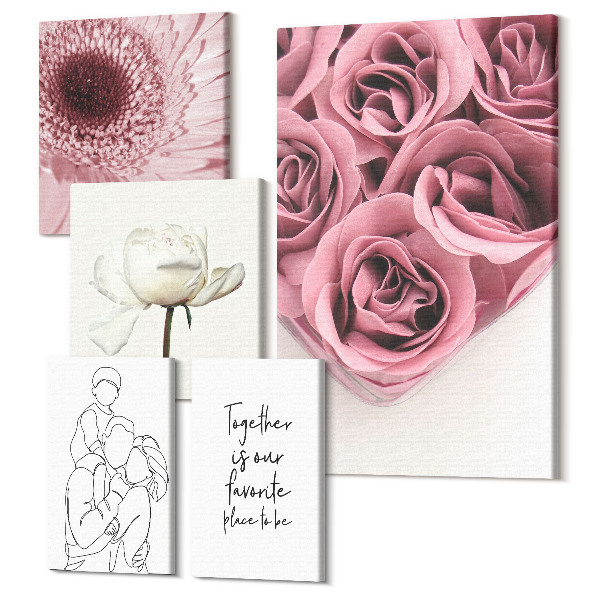 Set tablouri 5 piese Inspirații florale într-un stil boho romantic
