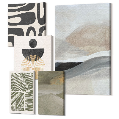 Tablou din 5 piese Modele și forme abstracte în culori discrete