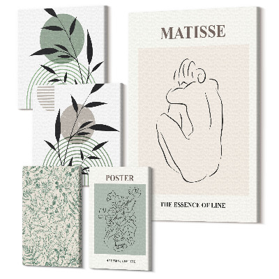 Set tablouri 5 piese Grafică elegantă cu motive și linii vegetale