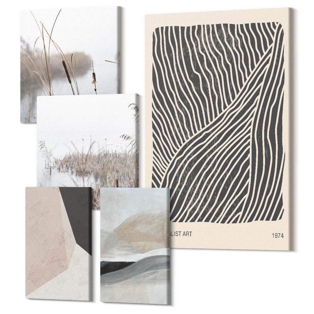 Tablou din 5 piese Artă minimalistă cu natură și motive abstracte