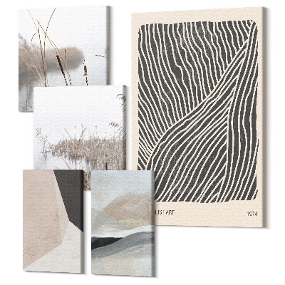 Tablou din 5 piese Artă minimalistă cu natură și motive abstracte