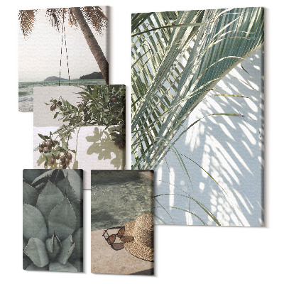 Tablou din 5 piese Relaxare de inspirații tropicale printre plante și apă