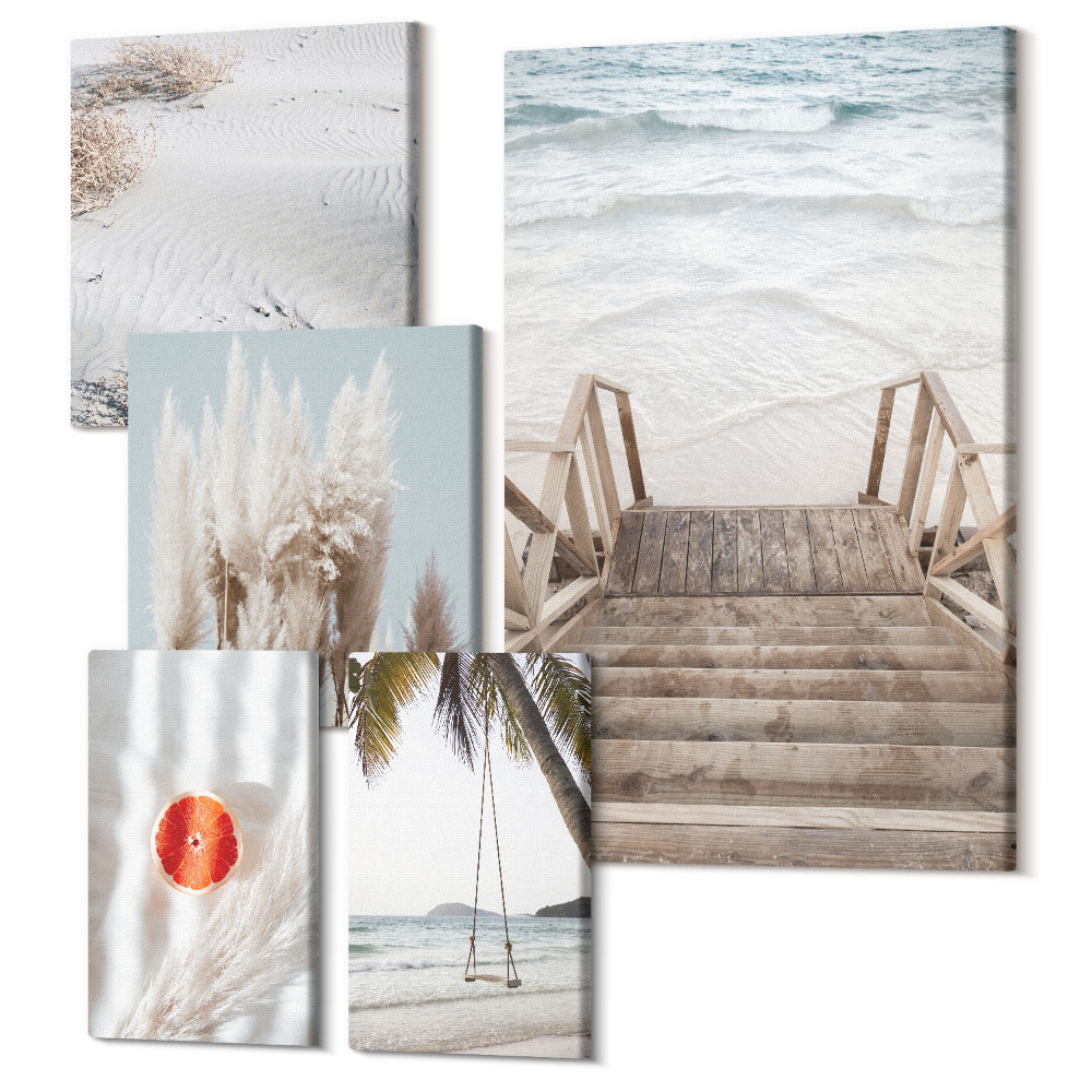 Set tablouri 5 piese Inspirații de plajă cu vedere la mare și natură