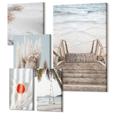 Set tablouri 5 piese Inspirații de plajă cu vedere la mare și natură
