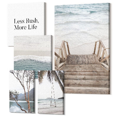 Set tablouri 5 piese Plaje liniștite și vederi relaxante la mare