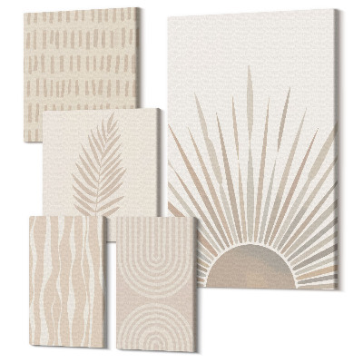 Set tablouri 5 piese Decoratiuni elegante in nuante ale naturii si modele geometrice
