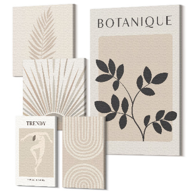 Tablou din 5 piese Decoratiuni elegante cu motive vegetale si geometrice