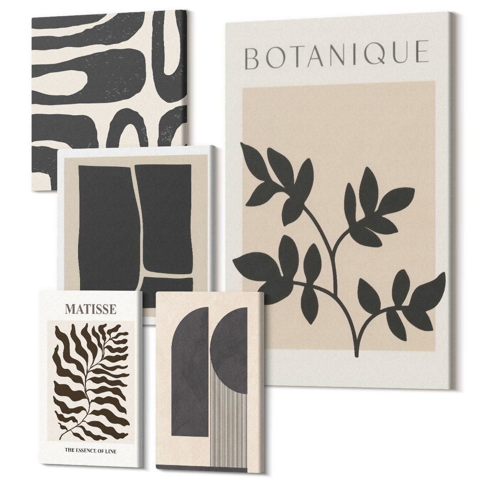 Tablouri canvas set 5 piese Grafică elegantă în nuanțe de natură și abstractizare