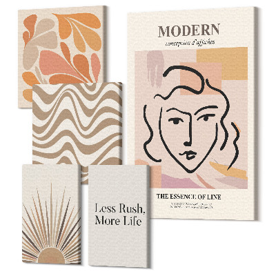 Set tablouri 5 piese Stil modern cu motive și linii abstracte