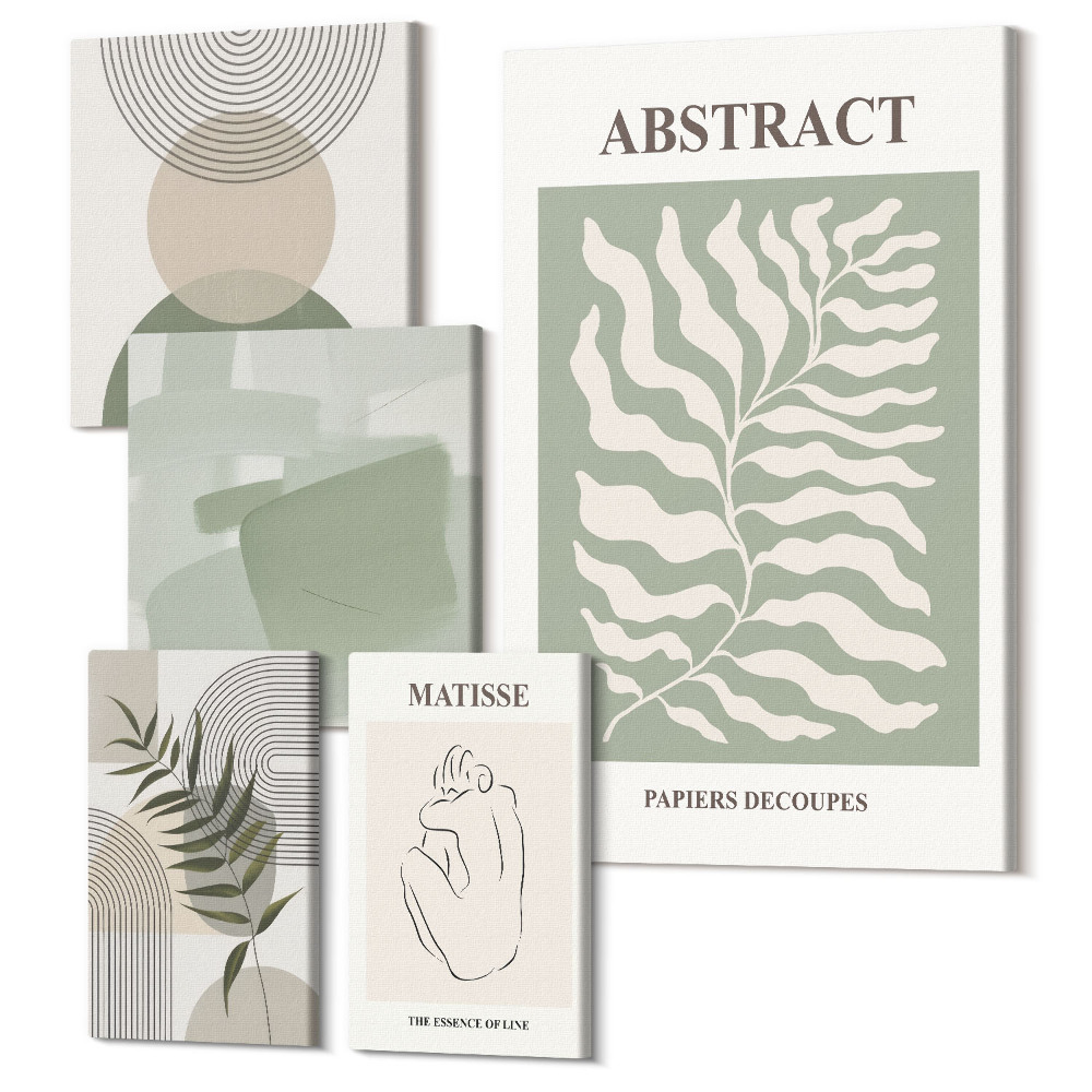 Tablou din 5 piese Compoziții abstracte elegante cu motive vegetale