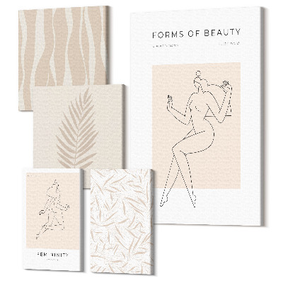 Set tablouri 5 piese Grafică elegantă cu siluete feminine și motive vegetale