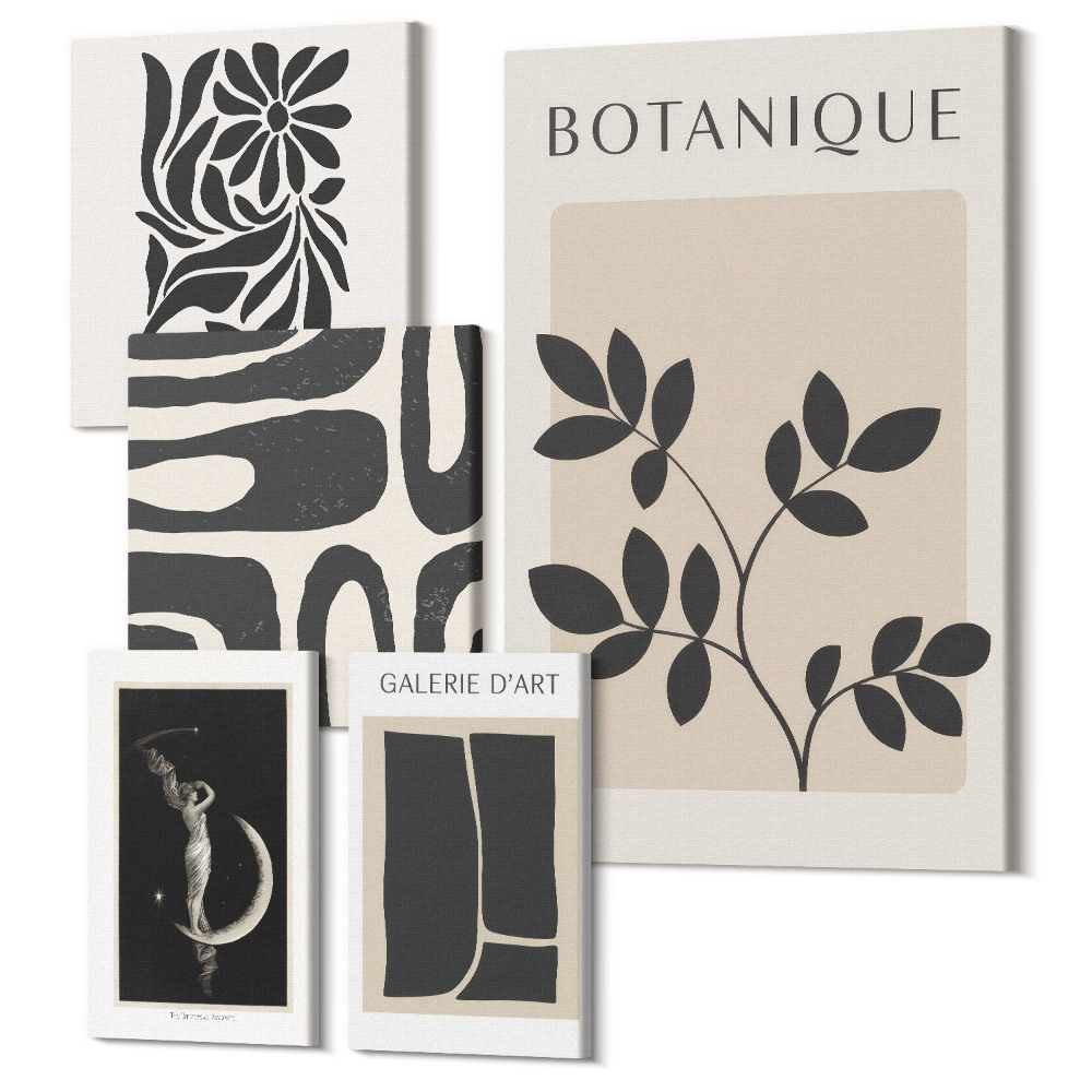 Tablou din 5 piese Motive moderne de plante într-un stil minimalist