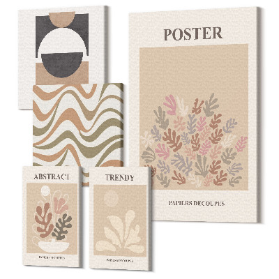 Set tablouri 5 piese Rezumate elegante de plante în tonuri pământii