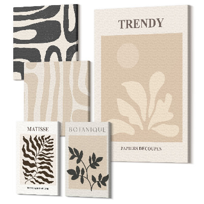 Tablou din 5 piese Motive de plante elegante și forme decorative geometrice