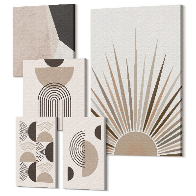 Set tablouri 5 piese Forme geometrice abstracte în nuanțe neutre