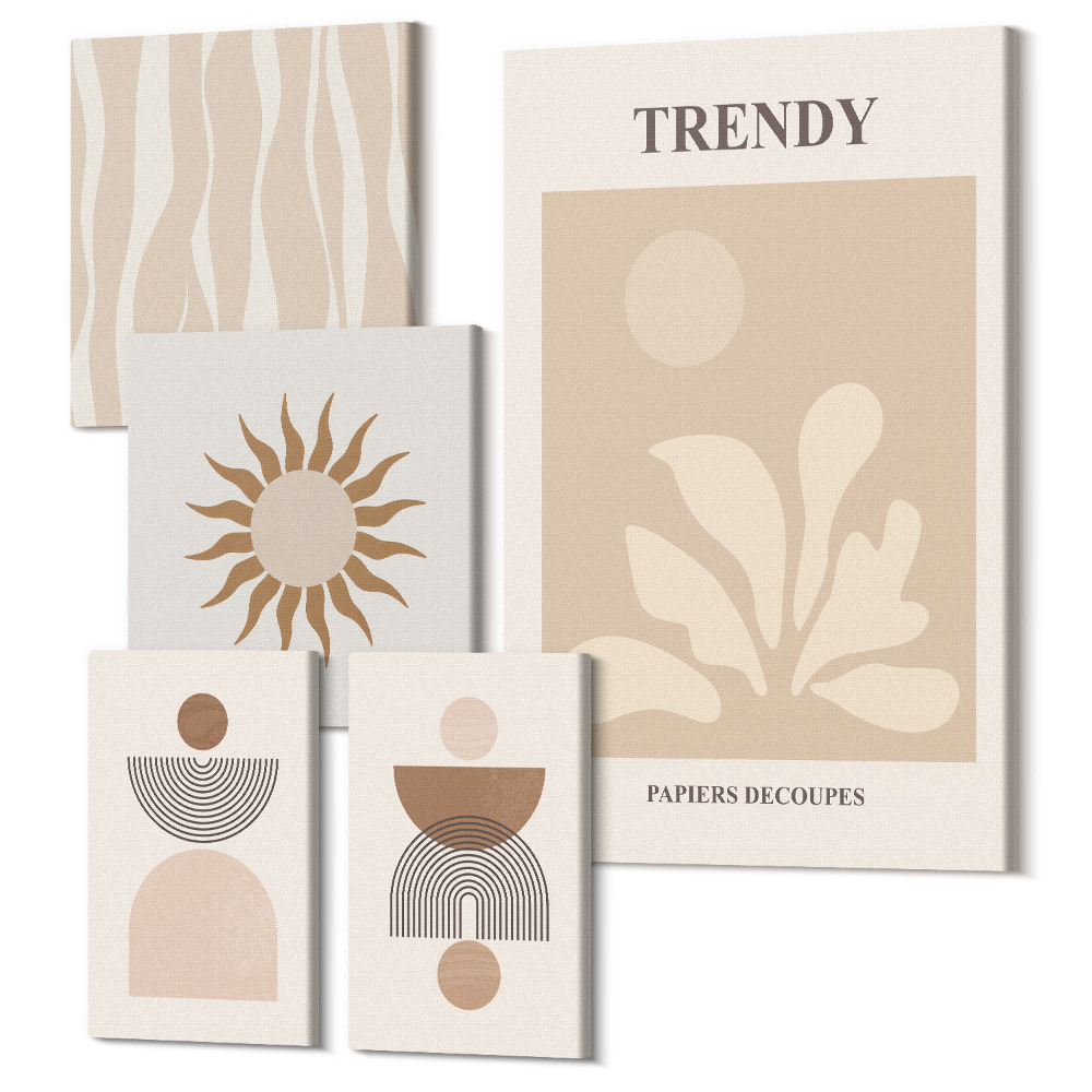 Tablou din 5 piese Decoratiuni elegante in nuante de forme si forme abstracte