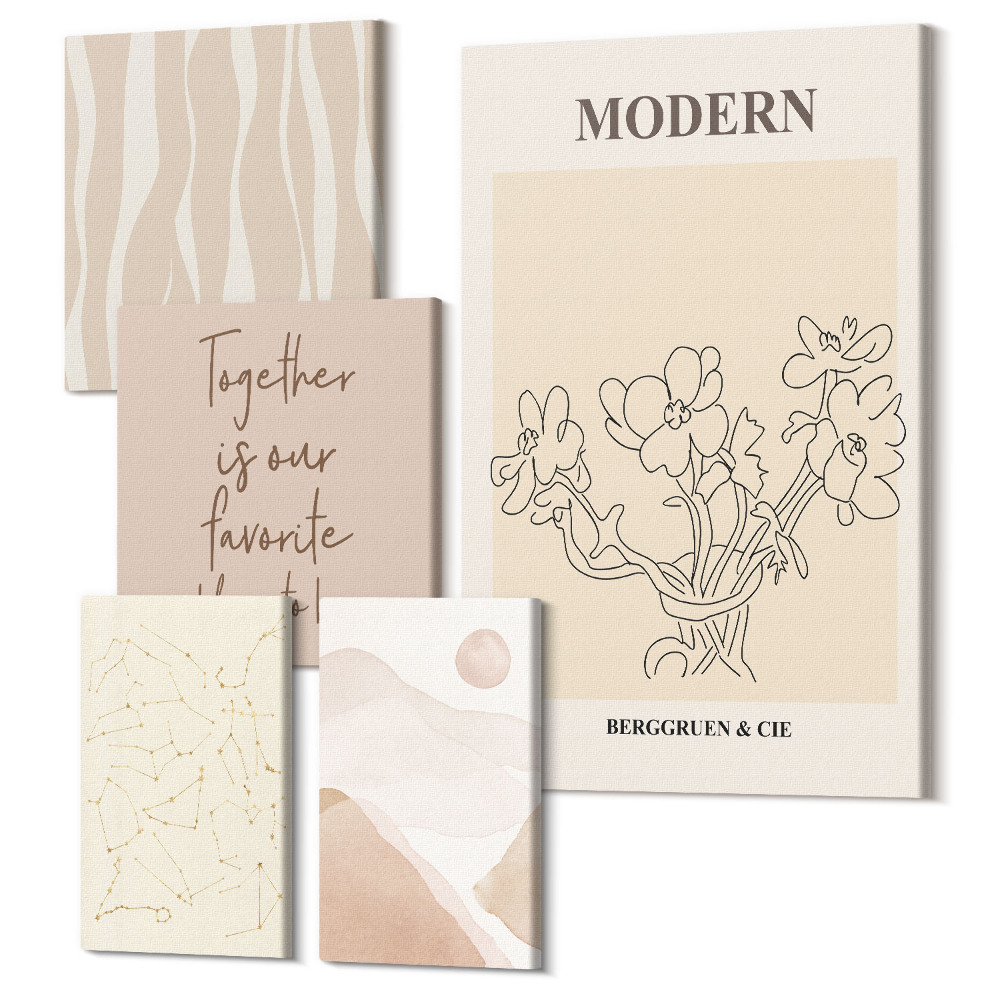 Tablouri canvas set 5 piese Set stil minimalist modern cu motive abstracte