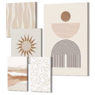 Tablou din 5 piese Forme abstracte elegante în nuanțe ale naturii