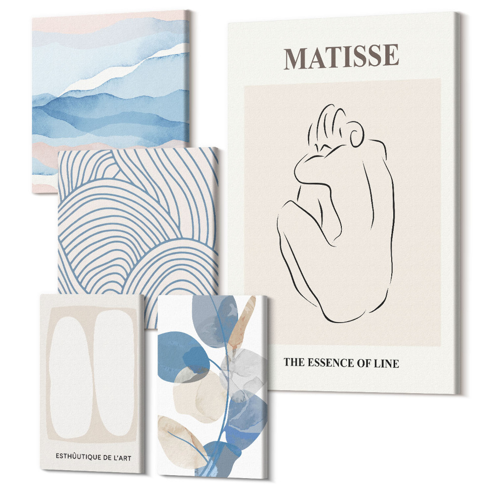 Set tablouri 5 piese Grafică elegantă cu motive abstracte și natură