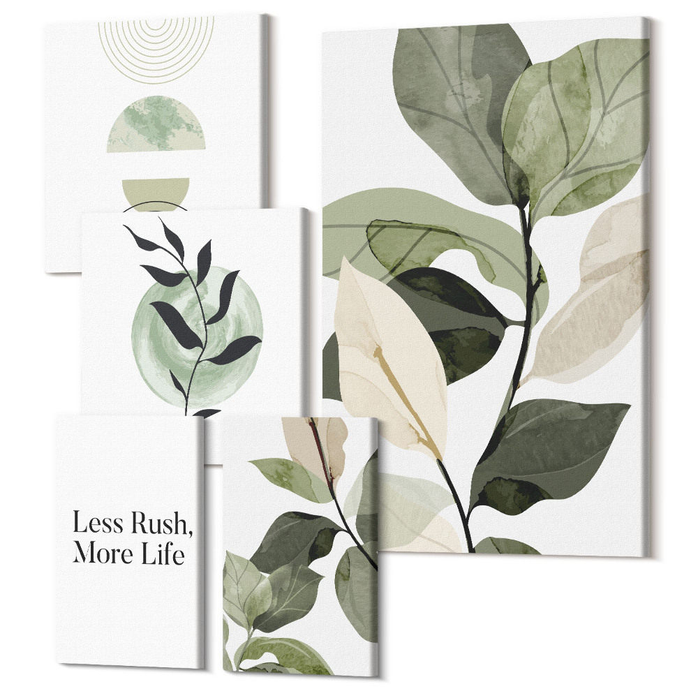 Tablouri canvas set 5 piese Grafică elegantă cu motive vegetale pentru interioare