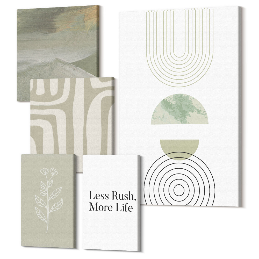 Tablou din 5 piese Grafică elegantă în forme pastelate și inspirații naturale