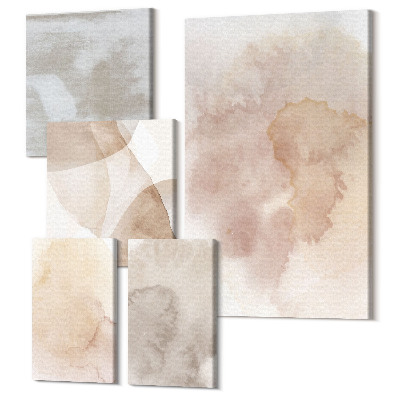 Tablouri canvas set 5 piese Acuarele calde pe pânză cu texturi pastelate