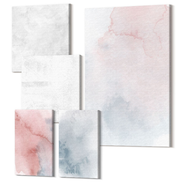 Set tablouri 5 piese Acuarele pastel pe pânză texturi colorate