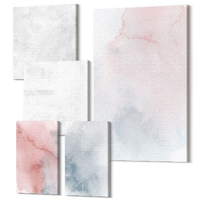 Set tablouri 5 piese Acuarele pastel pe pânză texturi colorate