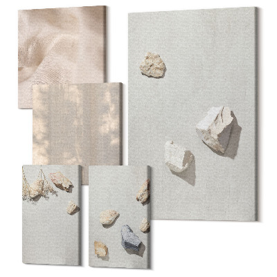 Tablou din 5 piese Pietre de plaja Boho decoratiuni minimaliste