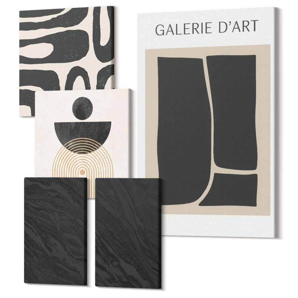 Set tablouri 5 piese Forme abstracte și marmură întunecată