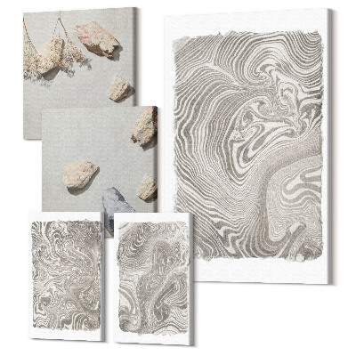 Set tablouri 5 piese Pictură abstractă de forme moderne