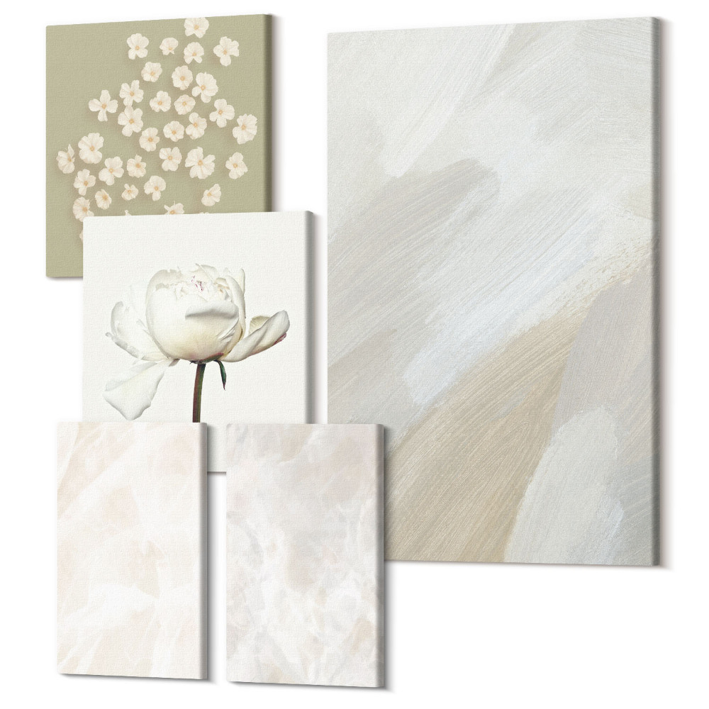 Tablou din 5 piese Flori și texturi la modă stil boho delicat