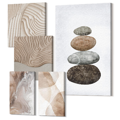 Set tablouri 5 piese Forme abstracte structuri pictate în culori pastelate