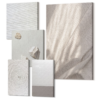 Tablouri canvas set 5 piese Texturi naturale delicate în stil boho