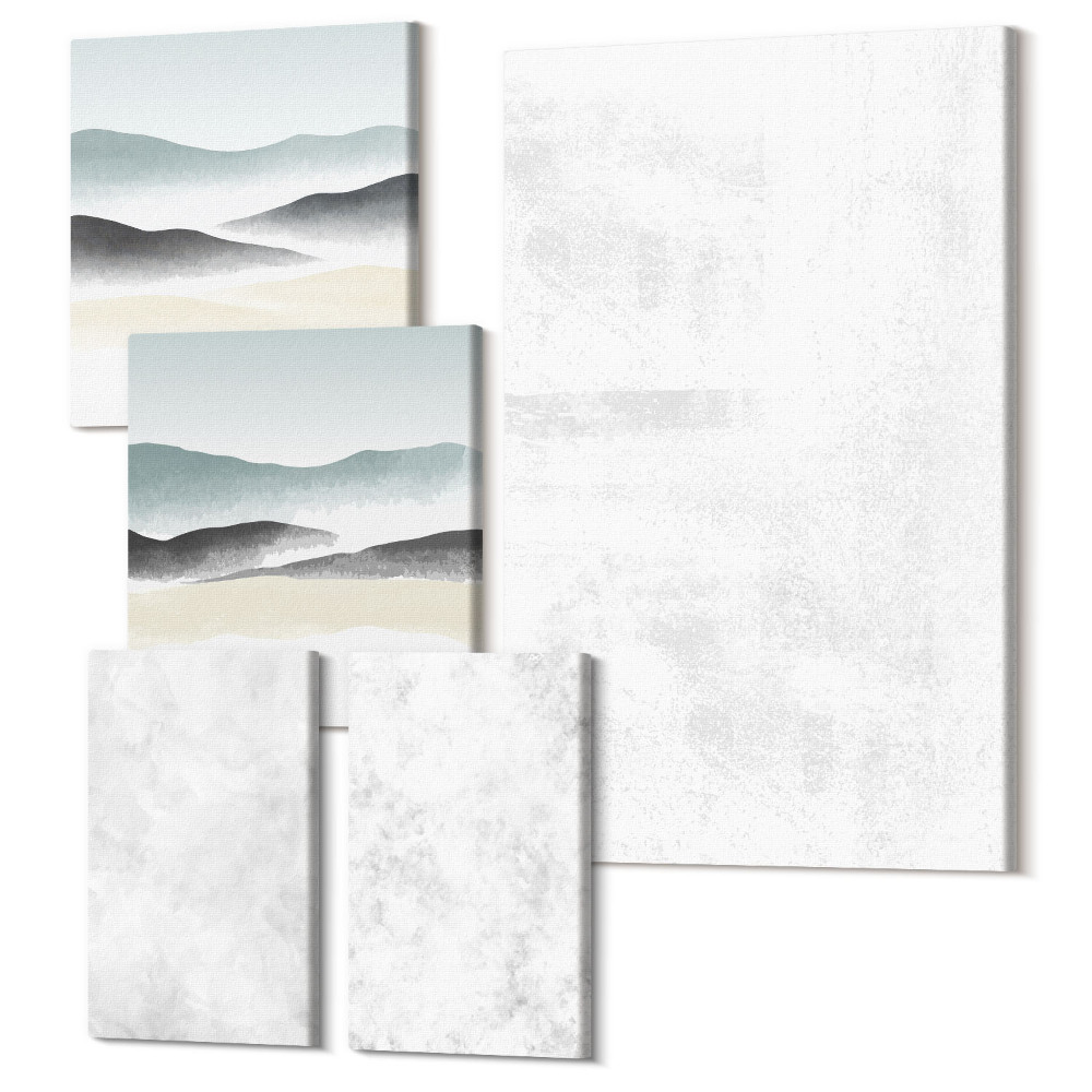 Tablouri canvas set 5 piese Pete albe pe pânză și vederi abstracte fundaluri minimaliste