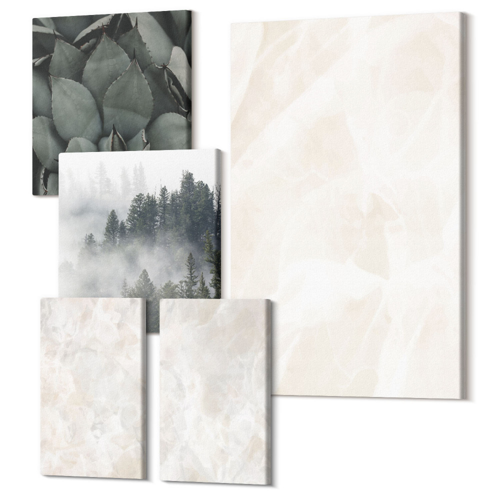 Tablou din 5 piese Structuri pastelate de piatră din marmură albă