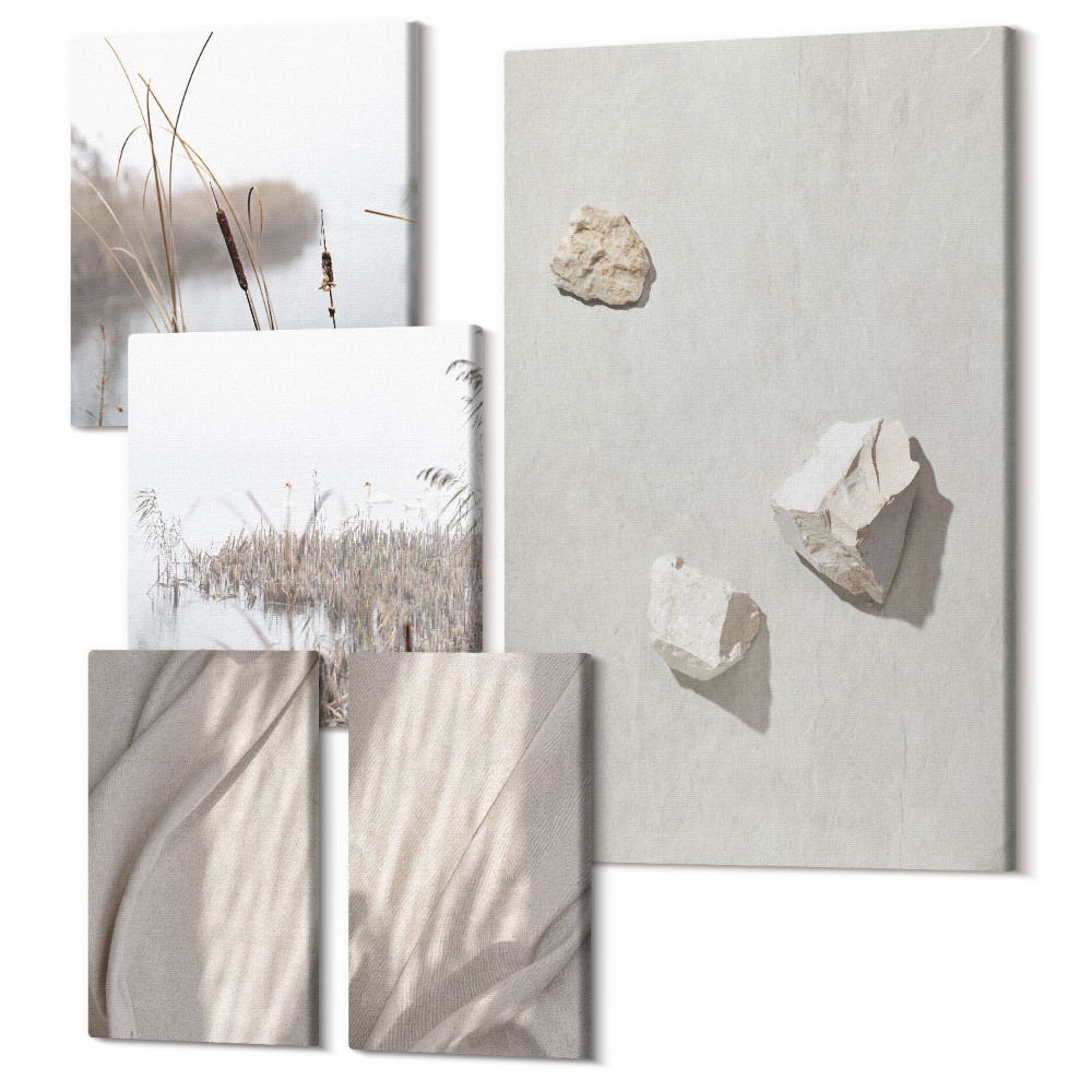 Set tablouri 5 piese Prim-planuri ale structurilor moderne în stil boho