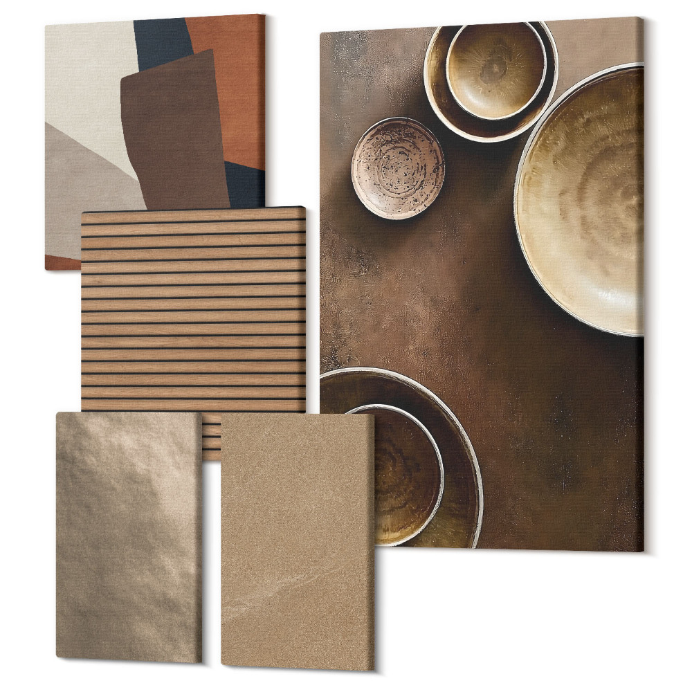 Set tablouri 5 piese Structuri din piatră în stil minimalist modern