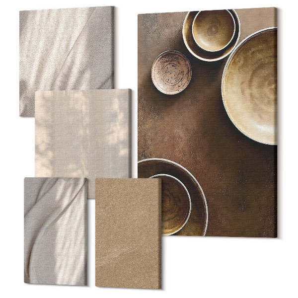 Tablouri canvas set 5 piese Structuri și texturi într-un stil minimalist